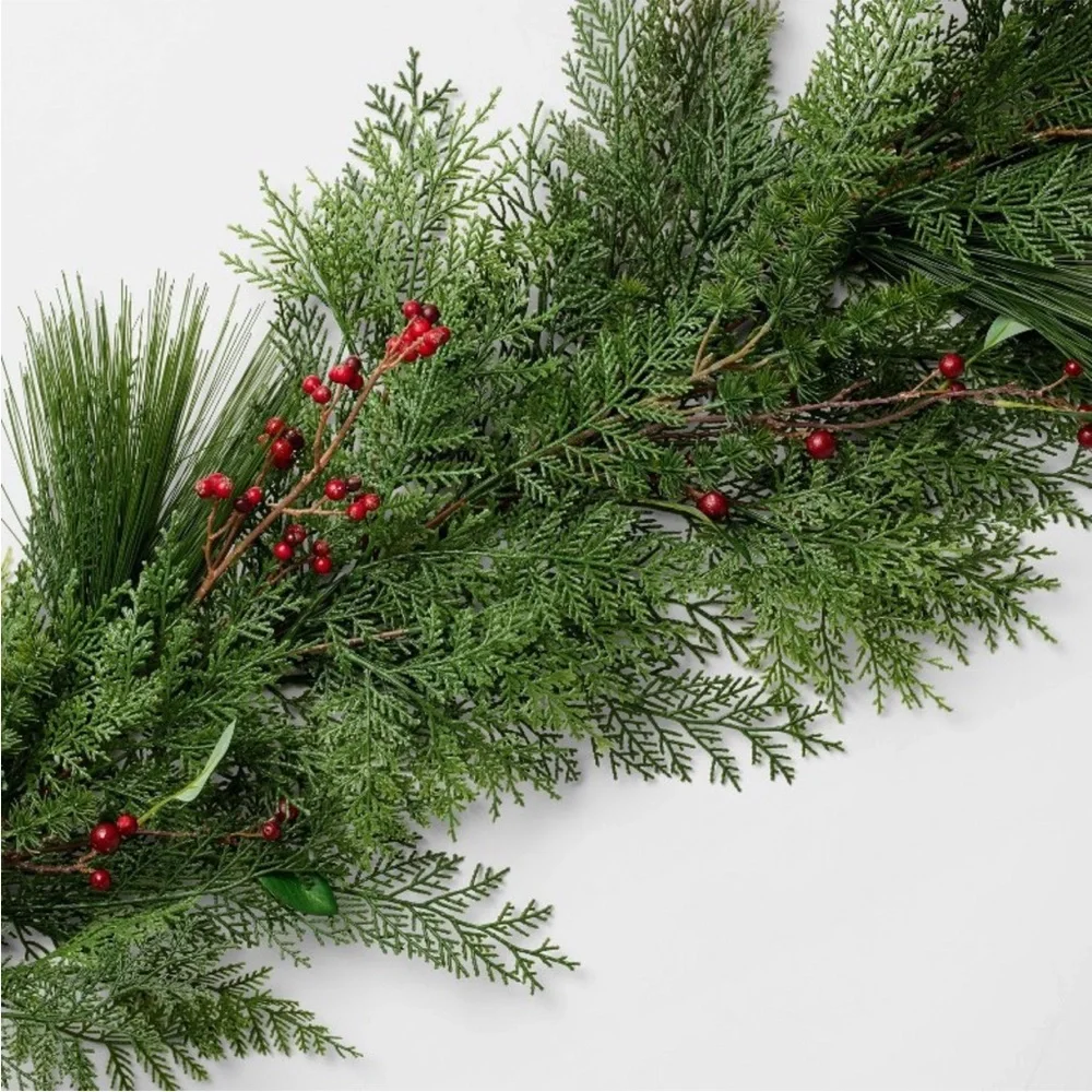 72” Christmas Cypress Garland Red/Green - Threshold™ designed with Studio McGee